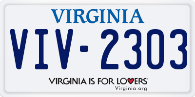 VA license plate VIV2303