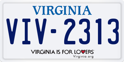 VA license plate VIV2313