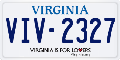 VA license plate VIV2327