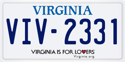VA license plate VIV2331