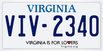 VA license plate VIV2340