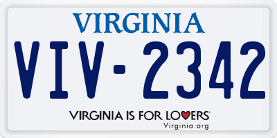 VA license plate VIV2342