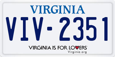 VA license plate VIV2351