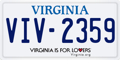 VA license plate VIV2359