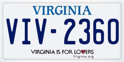 VA license plate VIV2360