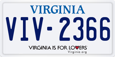 VA license plate VIV2366