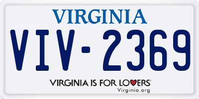 VA license plate VIV2369