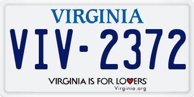 VA license plate VIV2372