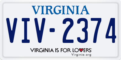 VA license plate VIV2374