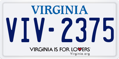 VA license plate VIV2375