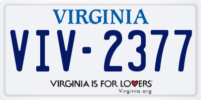 VA license plate VIV2377