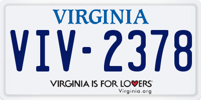VA license plate VIV2378