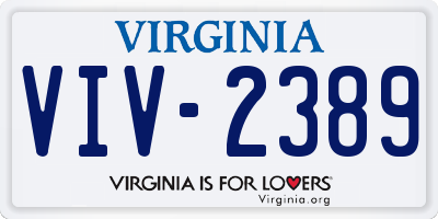 VA license plate VIV2389