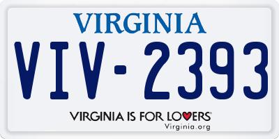 VA license plate VIV2393