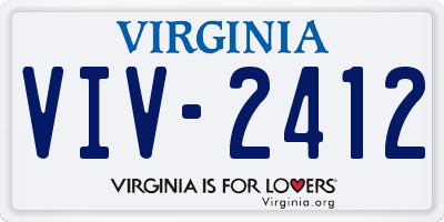 VA license plate VIV2412