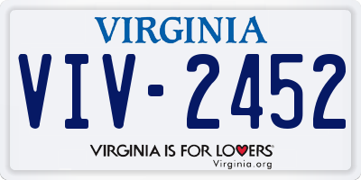 VA license plate VIV2452