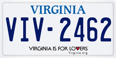 VA license plate VIV2462