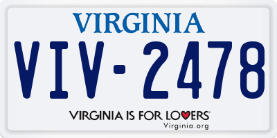 VA license plate VIV2478