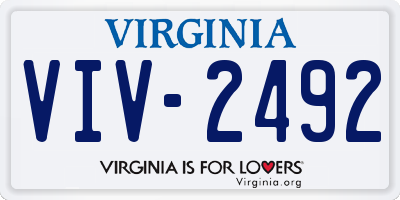 VA license plate VIV2492