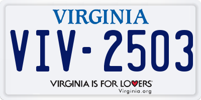 VA license plate VIV2503