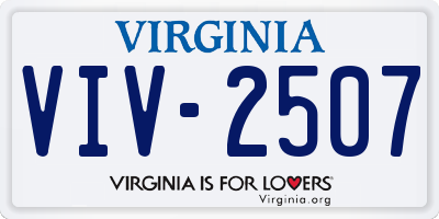 VA license plate VIV2507
