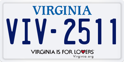 VA license plate VIV2511
