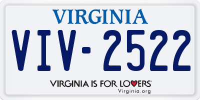 VA license plate VIV2522