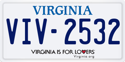 VA license plate VIV2532