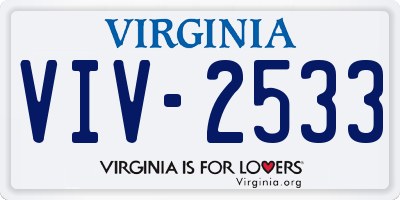 VA license plate VIV2533