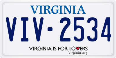 VA license plate VIV2534