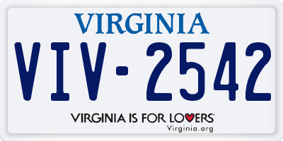 VA license plate VIV2542