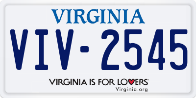 VA license plate VIV2545