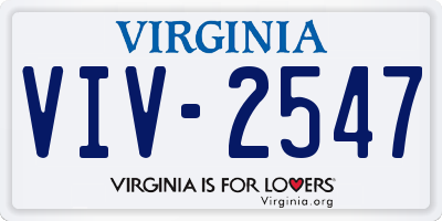 VA license plate VIV2547