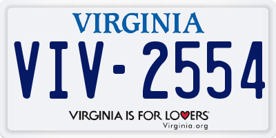 VA license plate VIV2554