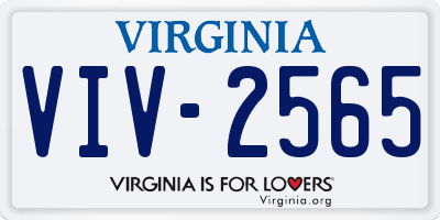 VA license plate VIV2565