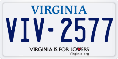 VA license plate VIV2577