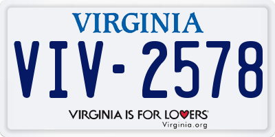VA license plate VIV2578
