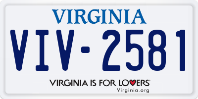 VA license plate VIV2581