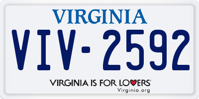 VA license plate VIV2592