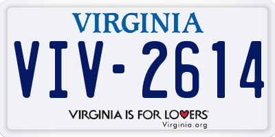 VA license plate VIV2614