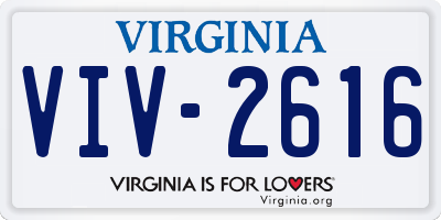VA license plate VIV2616