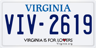 VA license plate VIV2619