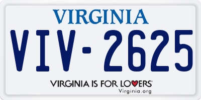 VA license plate VIV2625