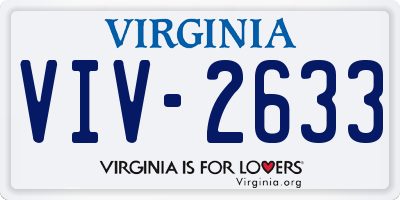 VA license plate VIV2633