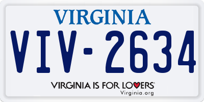 VA license plate VIV2634
