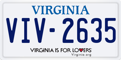 VA license plate VIV2635