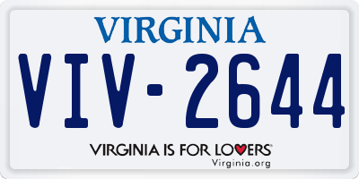 VA license plate VIV2644