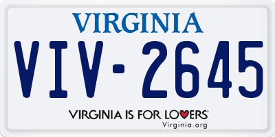 VA license plate VIV2645