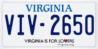 VA license plate VIV2650