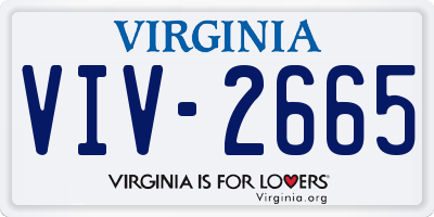 VA license plate VIV2665